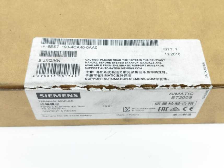 Siemens 6ES7193-4CA40-0AA0 Universal Terminal Module 5pcs