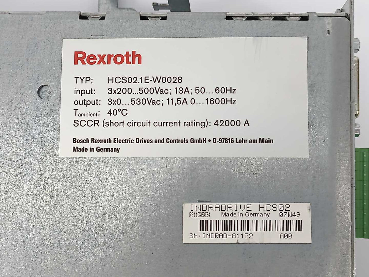 Bosch / Rexroth R911298374 HCS02.1E-W0028-A-03-NNNN, W:R911305278