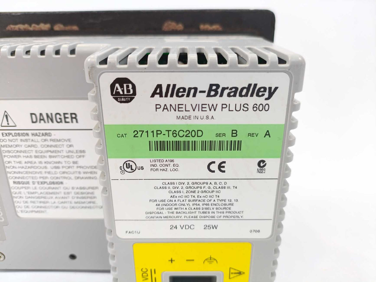 AB 2711P-T6C20D SER.B, REV.A, PANELVIEW PLUS 600