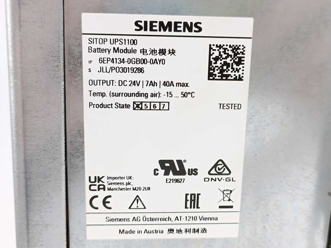 Siemens 6EP4134-0GB00-0AY0 SITOP UPS1100 Battery Module, Only EU buyers