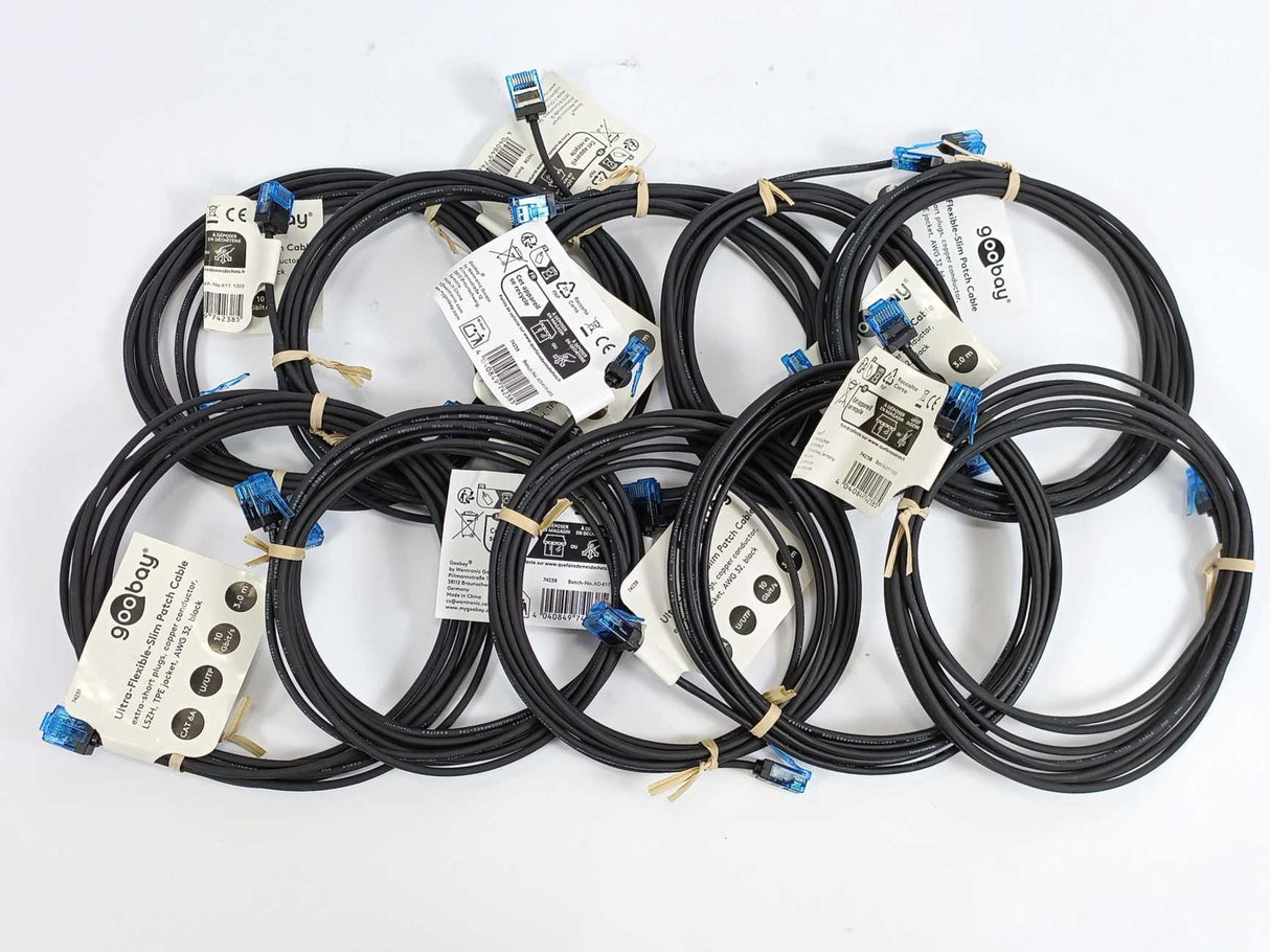 Goobay 74238 Ultra-Flexible-Slim Patch 3 Meter Cable 10 Pcs.