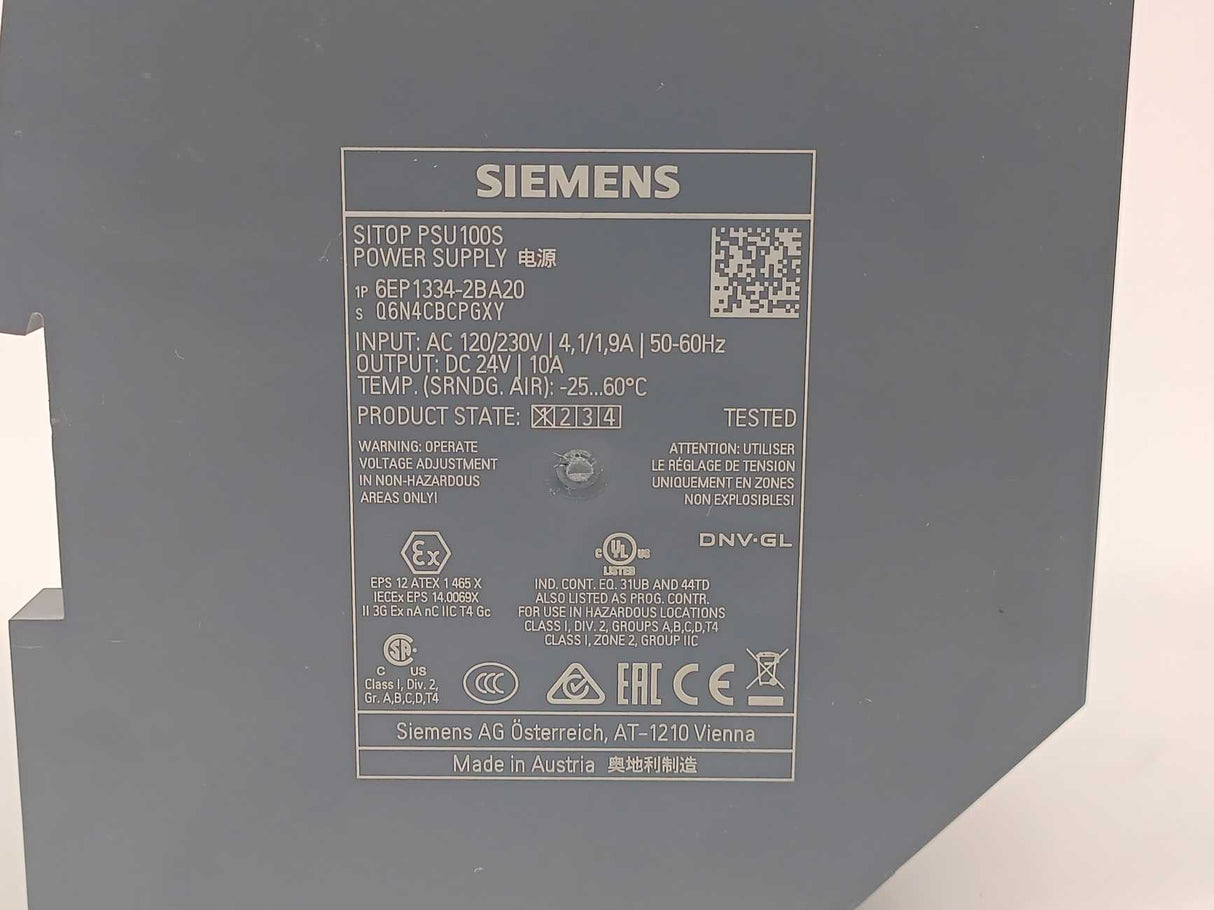 Siemens 6EP1334-2BA20 Power Supply 24V 10A