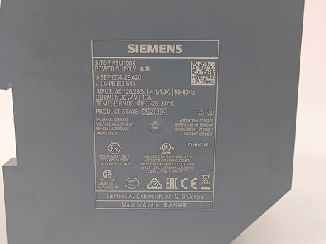 Siemens 6EP1334-2BA20 Power Supply 24V 10A