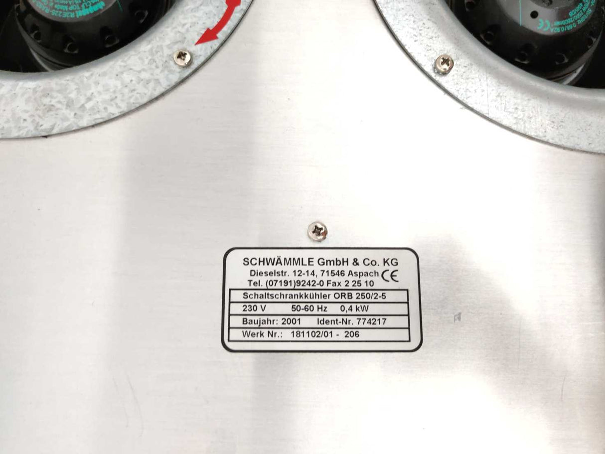 Schwämmle 774217 Orb 250/2-5 Control Cabinet Cooler 230 V/50 Hz/1.4 Kw