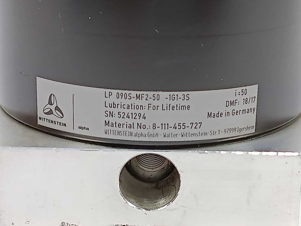 Wittenstein LP 090S-MF2-50-1G1-3S Gearbox i=50 DMF:18/17