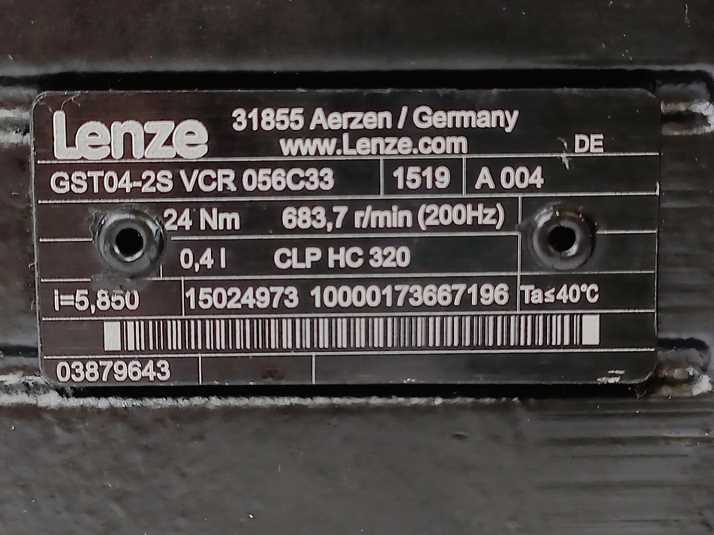 LENZE GST04-2SVCR056C33 Gearbox i=5.850, 24Nm, 200Hz, 683,7 r/min