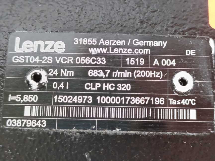 LENZE GST04-2SVCR056C33 Gearbox i=5.850, 24Nm, 200Hz, 683,7 r/min
