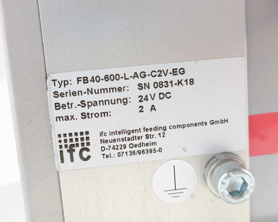 IFC / Intelligent Feeding Components FB40-600-L-ACG-C2V-EG Belt Conveyor