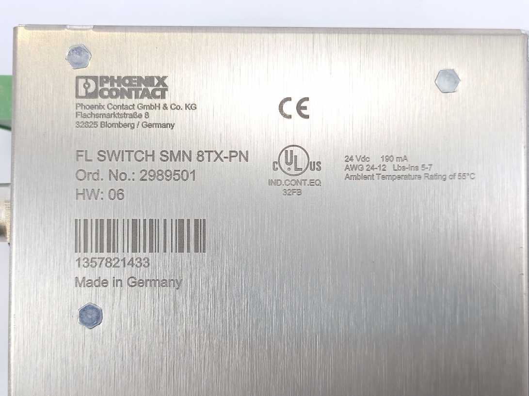 Phoenix Contact 2989501 Ethernet FL Switch SMN 8TX-PN