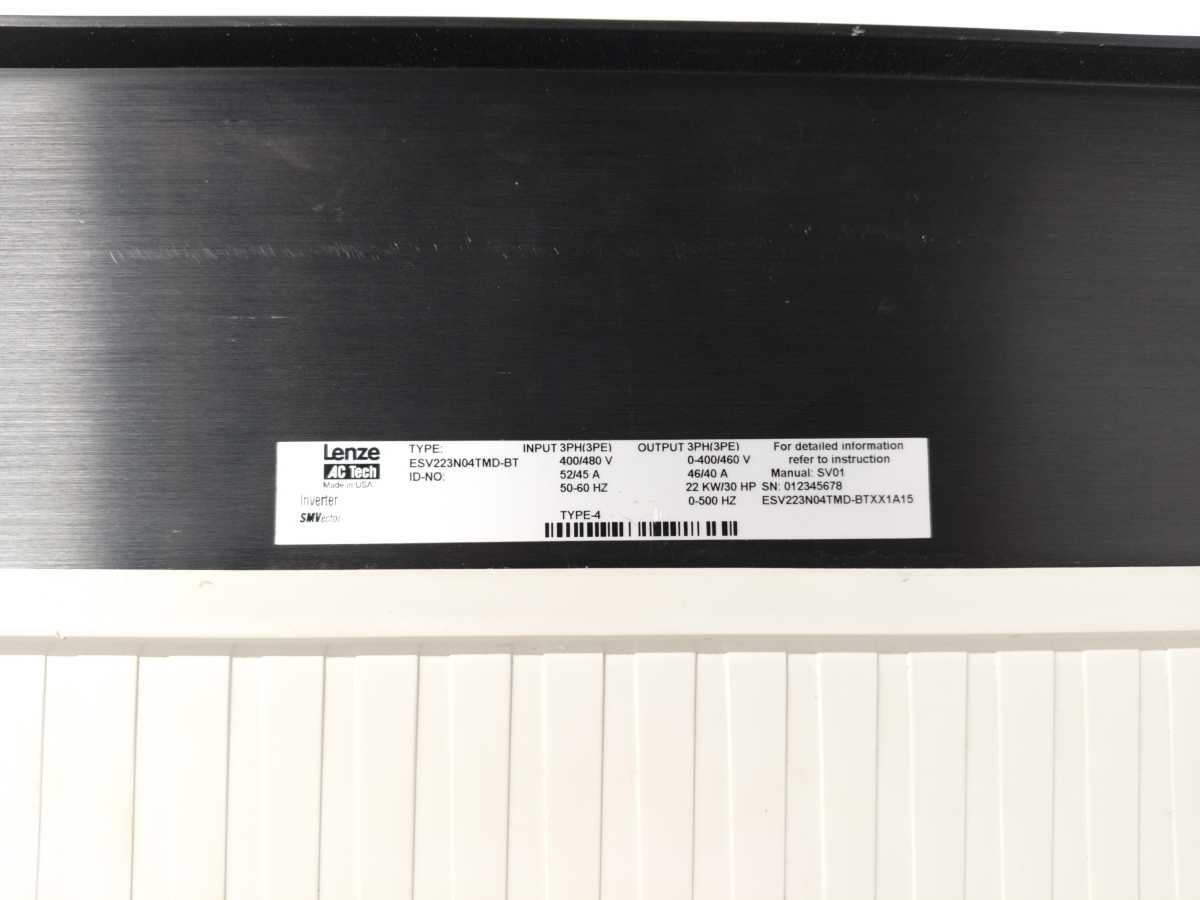 LENZE ESV223N04TMD-BT 400/480VAC, 50-60Hz, 52/45A Frequency Inverter Drive
