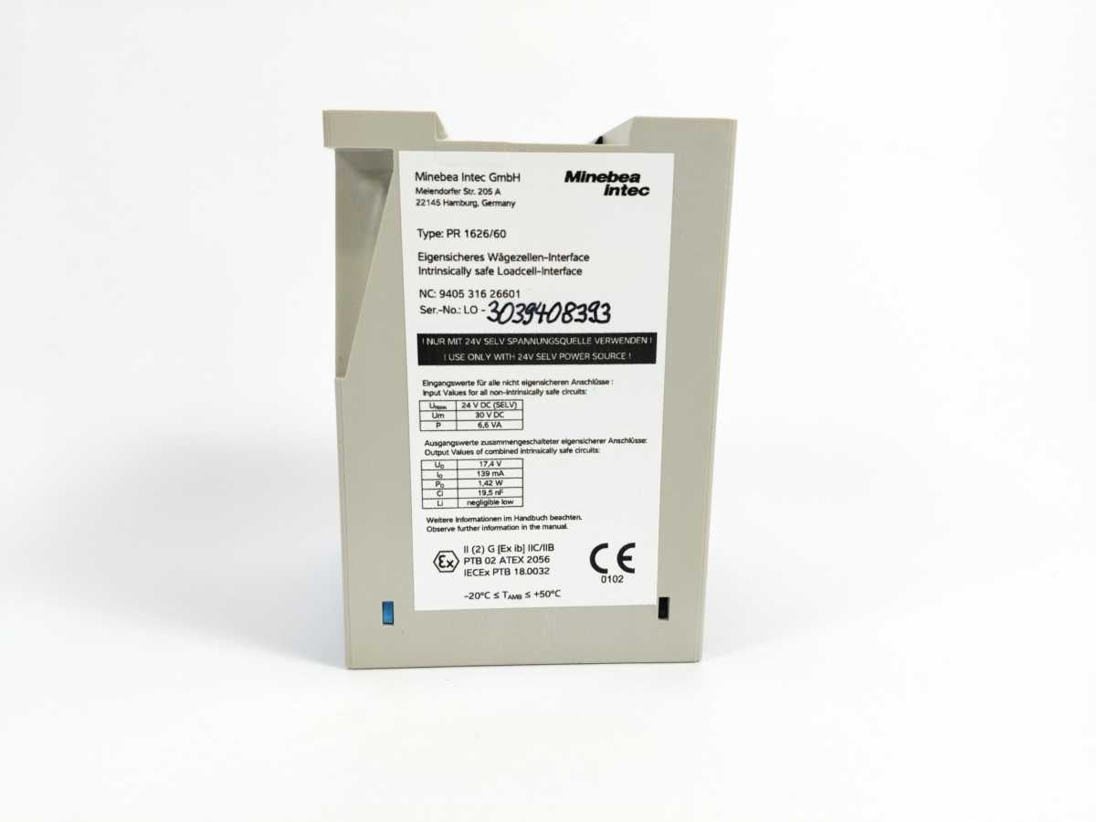 Minebea intec 9405 316 26601 PR 1626/60 Intrinsically Safe Load Cell Interface