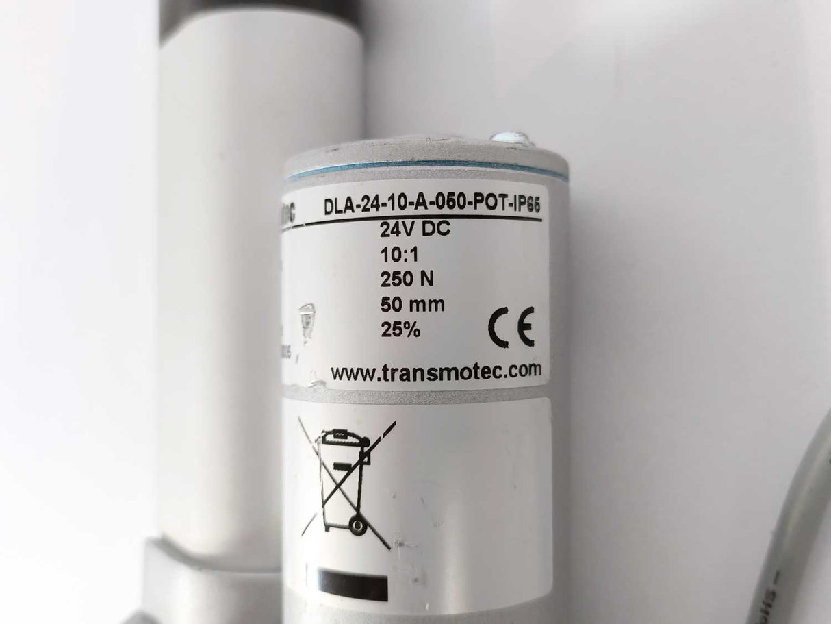 Transmotec DLA-24-10-A-050-POT-IP65 Linear Actuator, 24VDC, 250N, 50mm, 10:1
