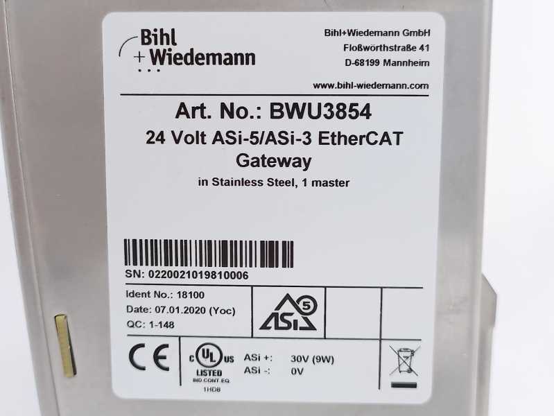 Bihl+Wiedemann BWU3854 24V ASi-5/ASi-3 EtherCAT Gateway