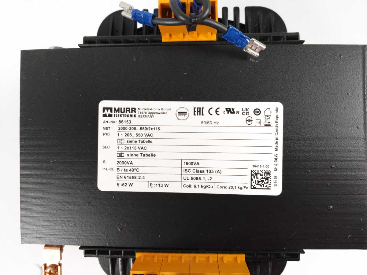 MURR Elektronik 86153 1-Phase Control And Isolation Transformer 36418-1.00