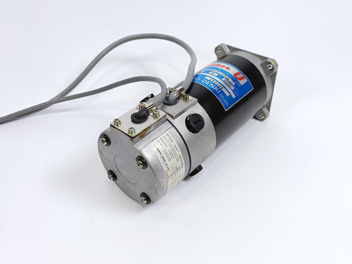 SANYO DENKI U730-012E18 DC Servo Motor + Optical Shaft Encoder E681000C30