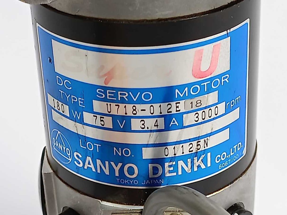 SANYO DENKI U718-012E18 DC Servo Motor + Optical Shaft Encoder E681000C30