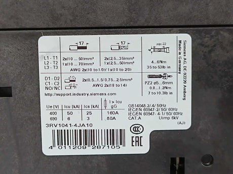 Siemens 3RV1041-4JA10 Circuit Breaker