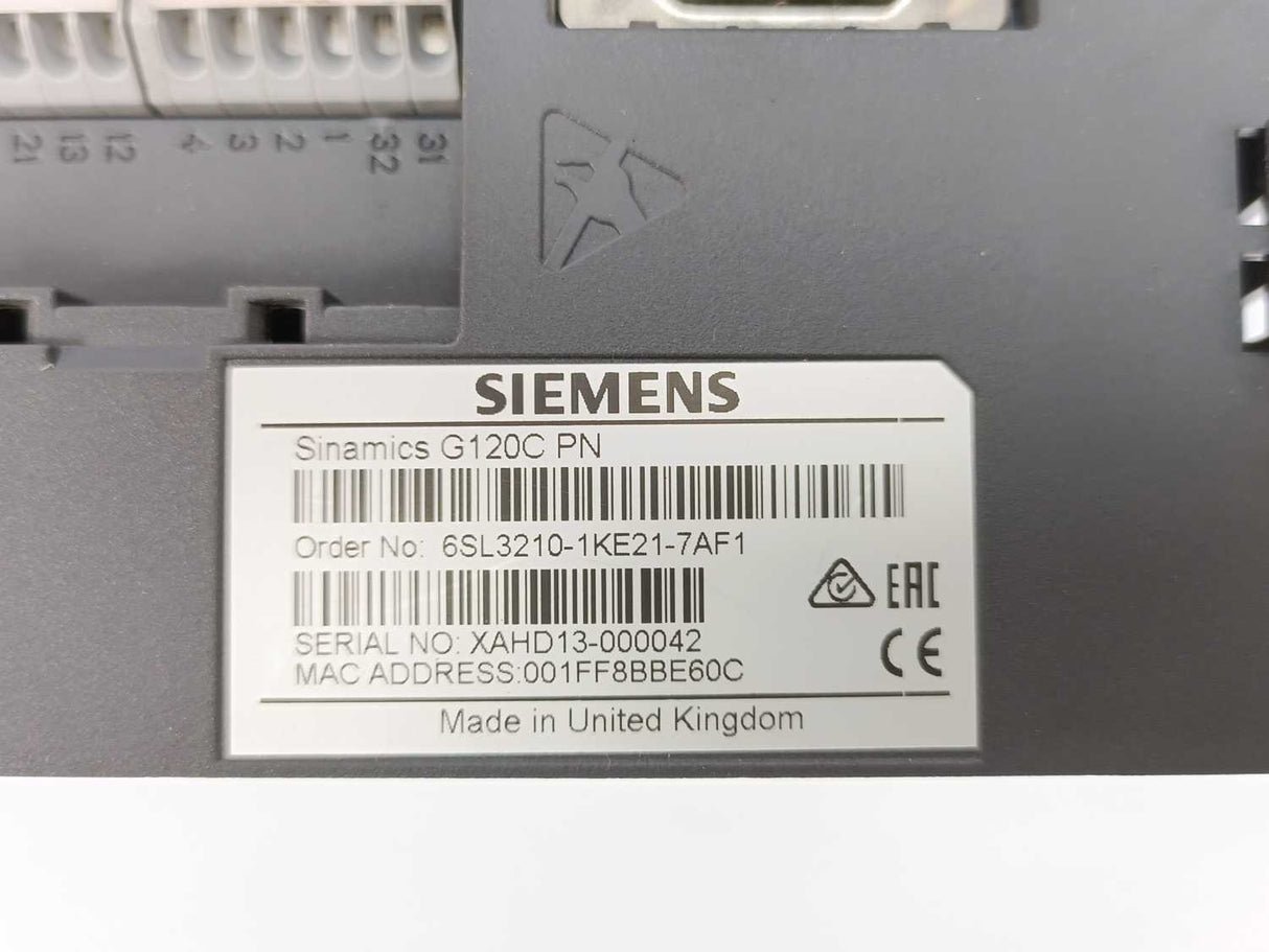 Siemens 6SL3210-1KE21-7AF1 Sinamics G120C PN drive 7.5kW