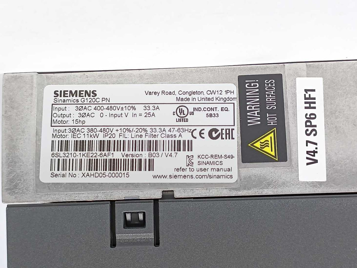 Siemens 6SL3210-1KE22-6AF1 SINAMICS G120C PN 11,0KW FILA