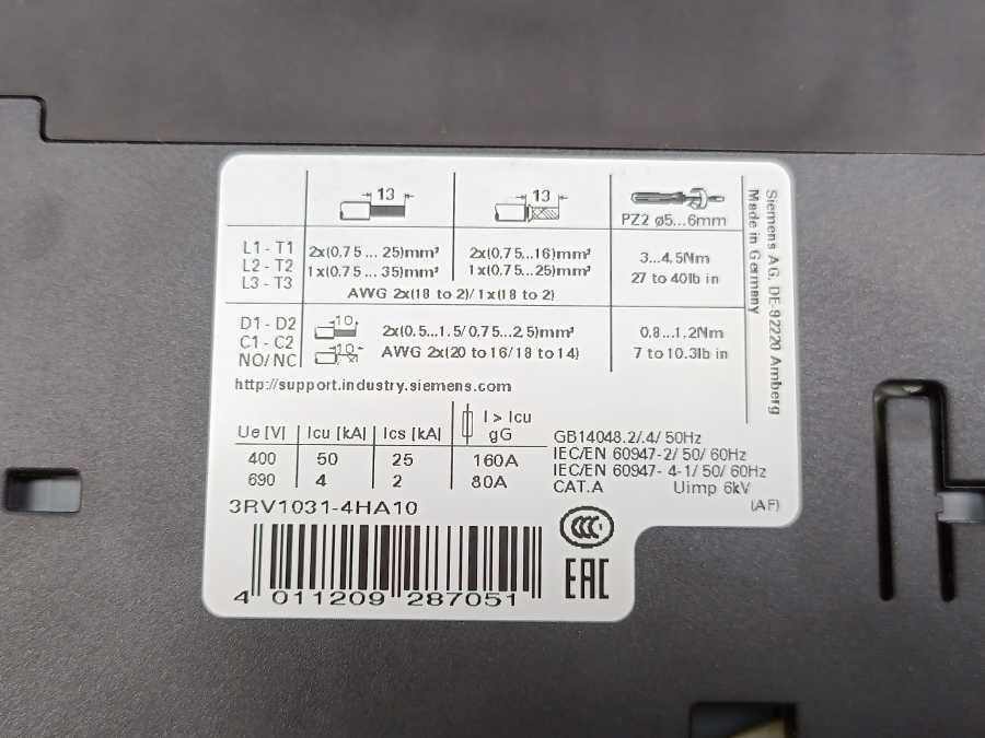 Siemens 3RV1031-4HA10 Circuit breaker