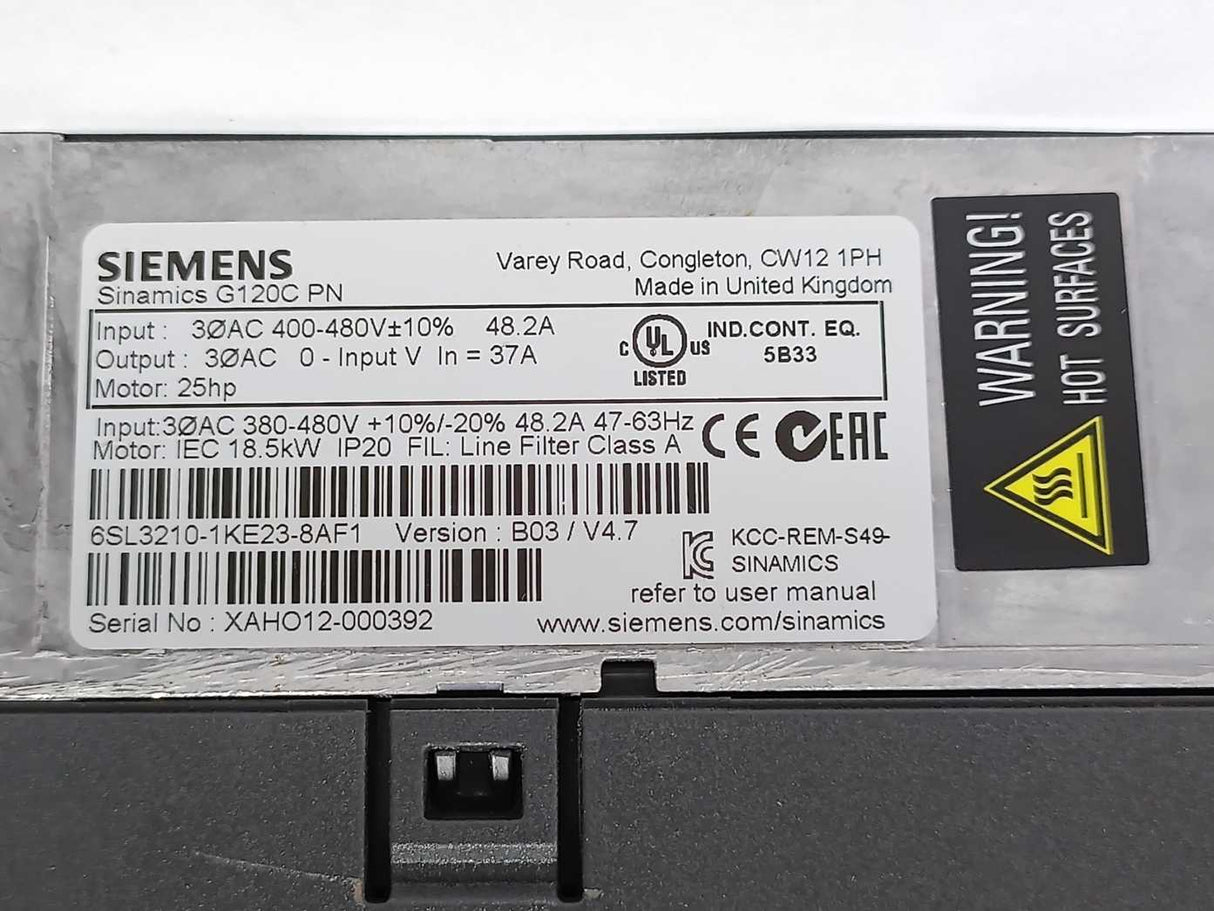 Siemens 6SL3210-1KE23-8AF1 Sinamics G120C PN 18,5KW Frequency Converter