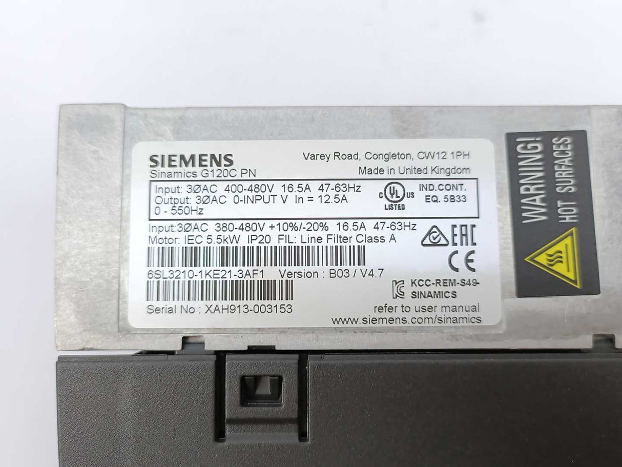 Siemens 6SL3210-1KE21-3AF1 Sinamics G120C PN Frequency Converter