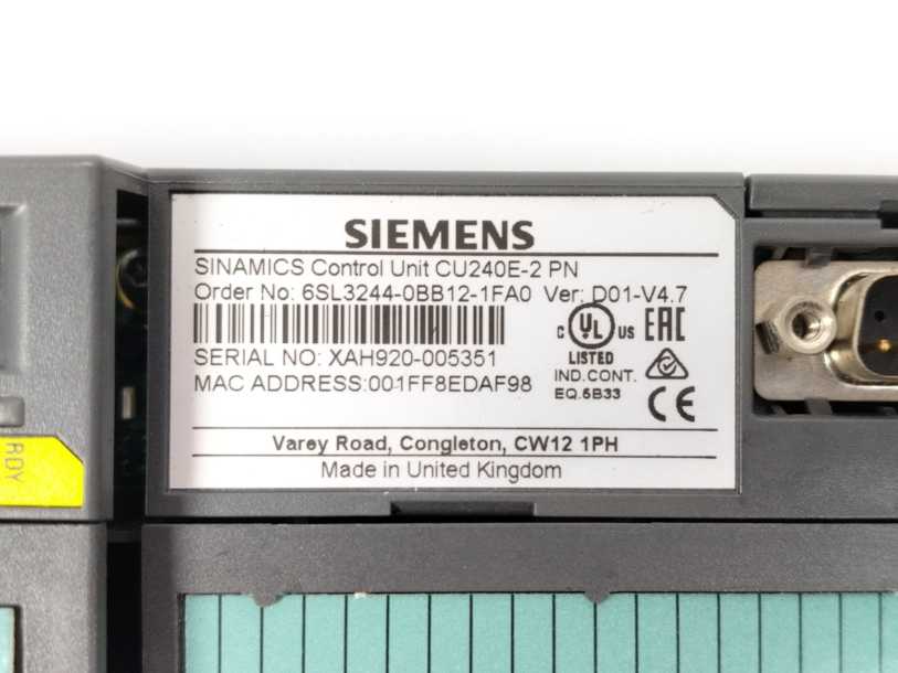 Siemens 6SL3244-0BB12-1FA0 Sinamics Control Unit CU240E-2 PN