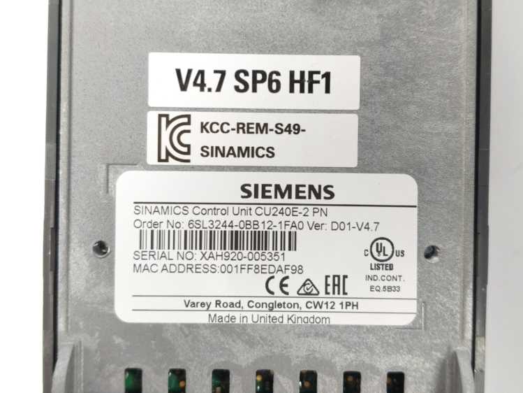 Siemens 6SL3244-0BB12-1FA0 Sinamics Control Unit CU240E-2 PN