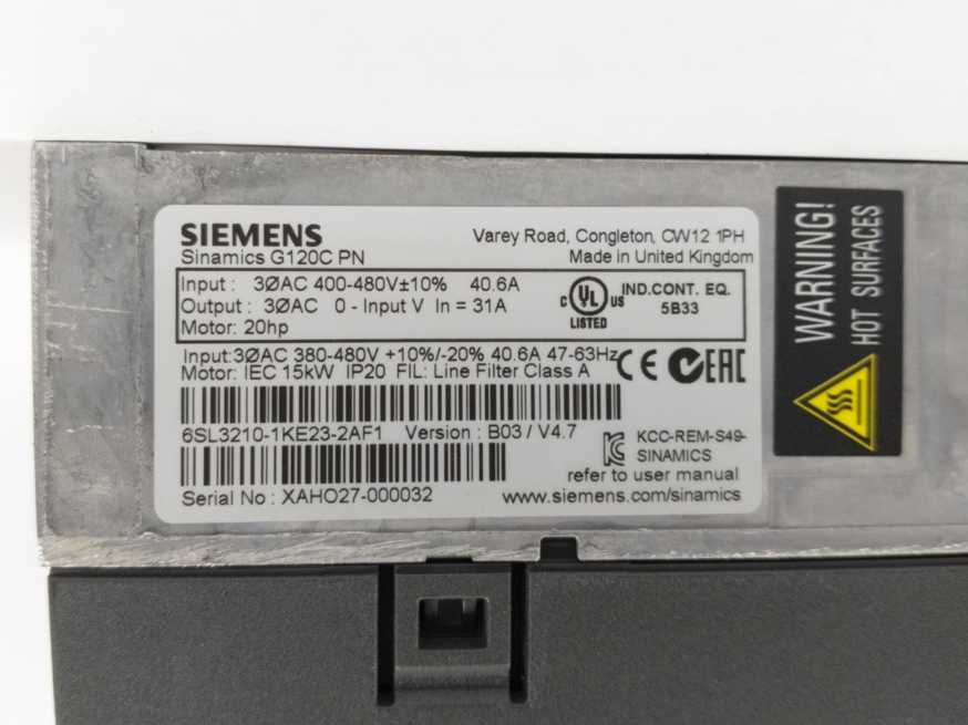 Siemens 6SL3210-1KE23-2AF1 Frequency Converter 15kW