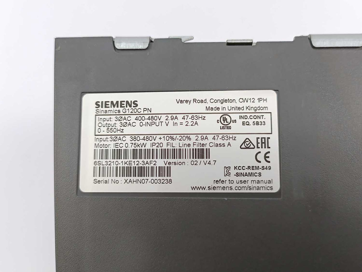 Siemens 6SL3210-1KE12-3AF2 Sinamics G120C PN