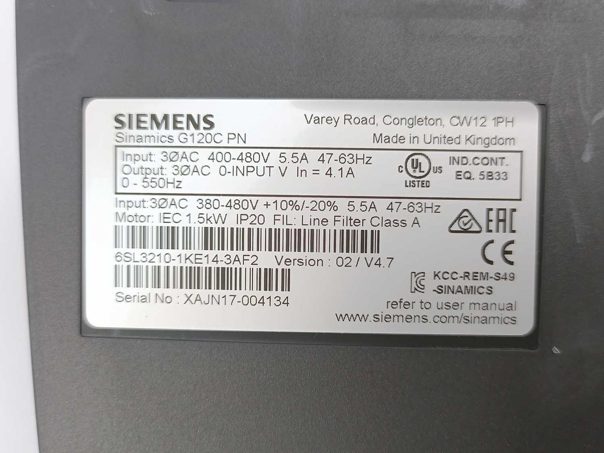 Siemens 6SL3210-1KE14-3AF2 Sinamics G120C PN