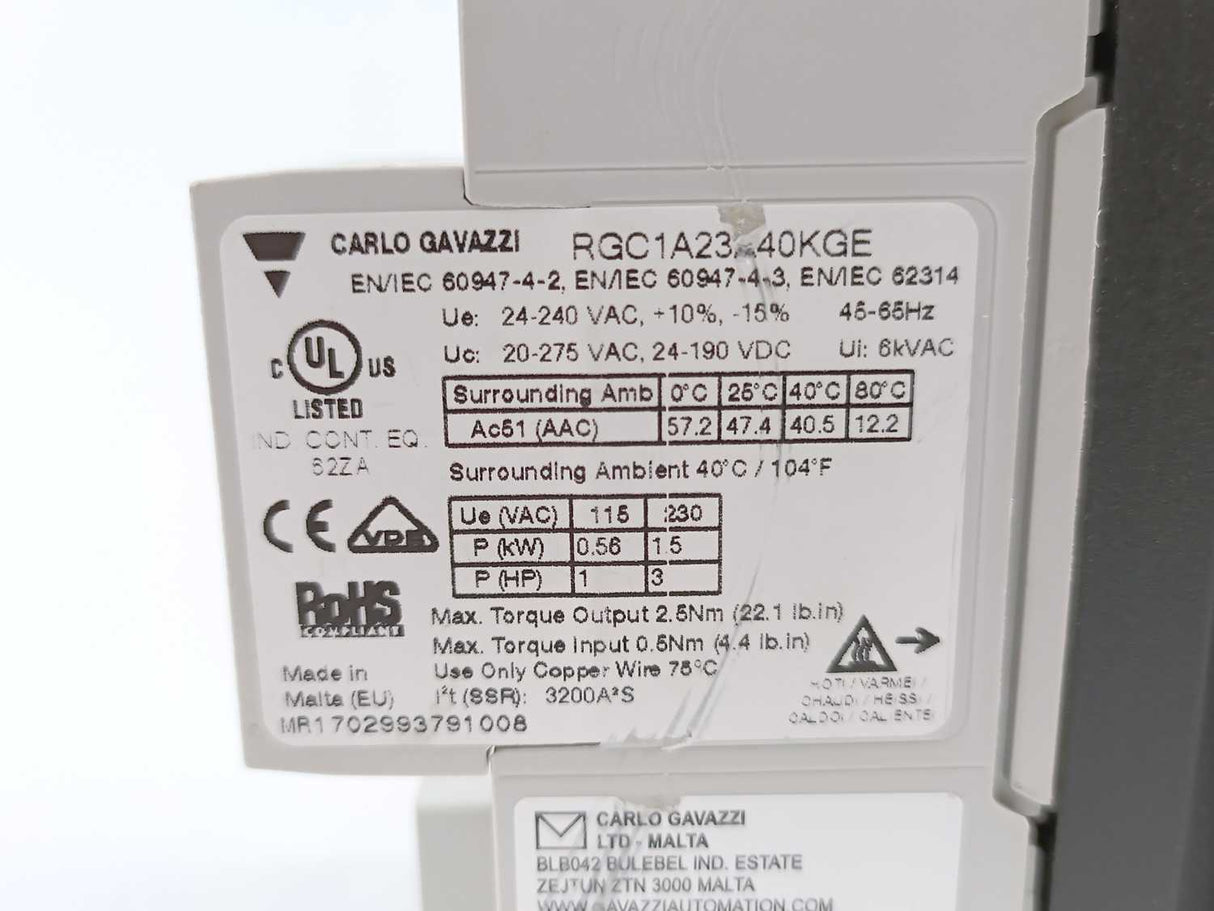 Carlo Gavazzi RGC1A23A40KGE FG Solid State Switch