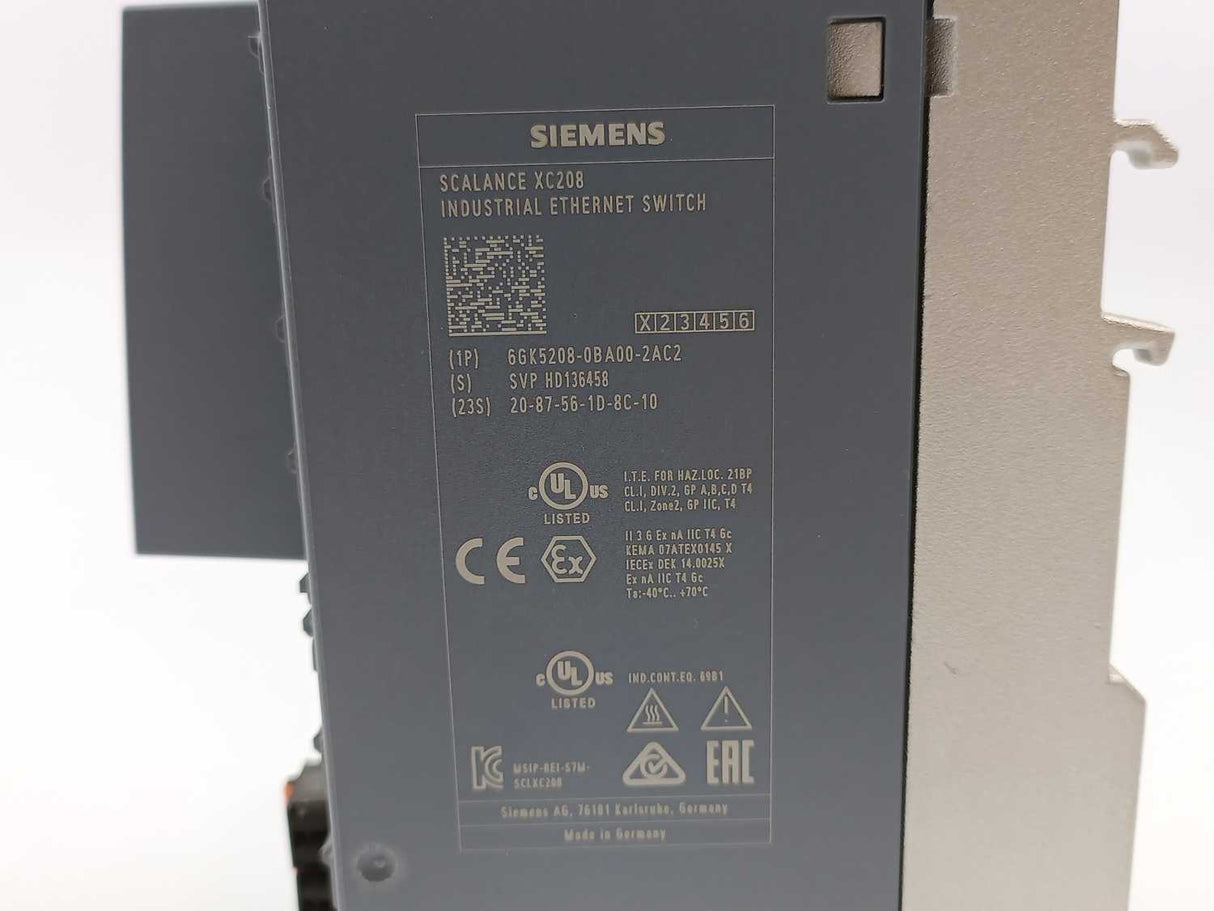 Siemens 6GK5208-0BA00-2AC2 Scalance XC208 Industrial Ethernet Switch