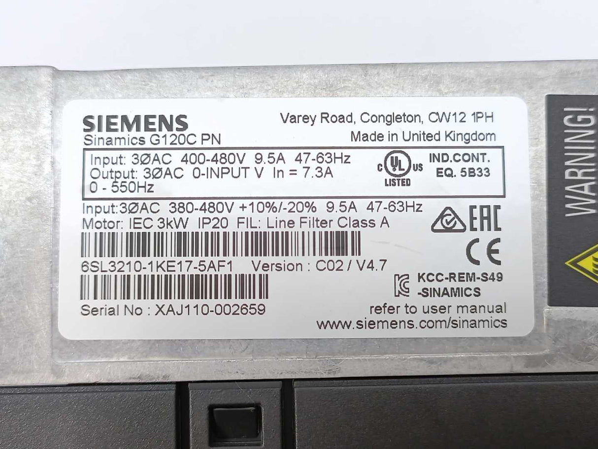 Siemens 6SL3210-1KE17-5AF1 Sinamics G120C PN