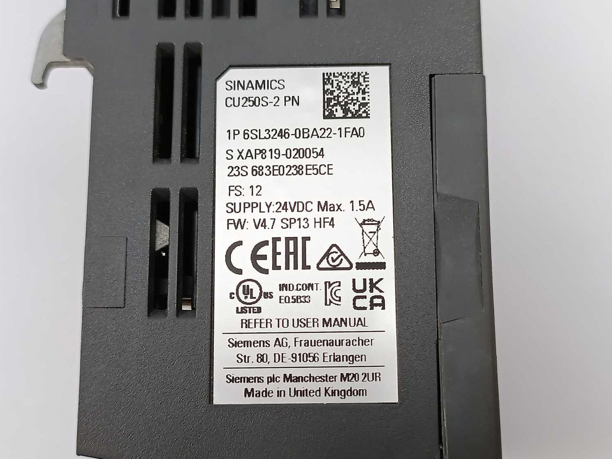 Siemens 6SL3246-0BA22-1FA0 SINAMICS CU250S-2 PN Control Unit