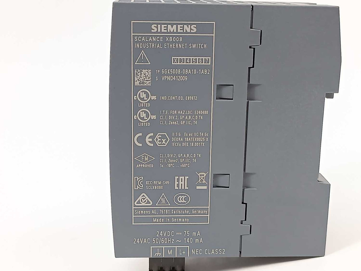 Siemens 6GX5008-0BA10-1AB2 SCALANCE XB008 Industrial Ethernet Switch