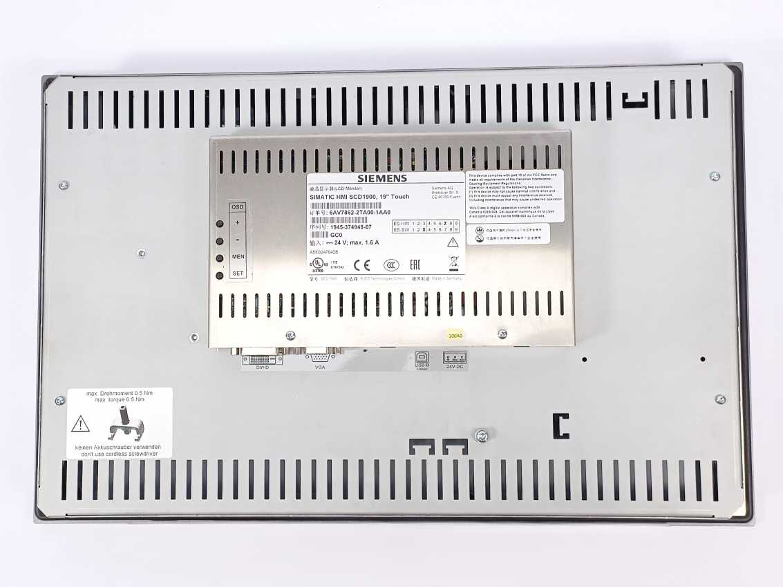 Siemens 6AV7862-2TA00-1AA0 SIMATIC HMI SCD1900 19" Touch