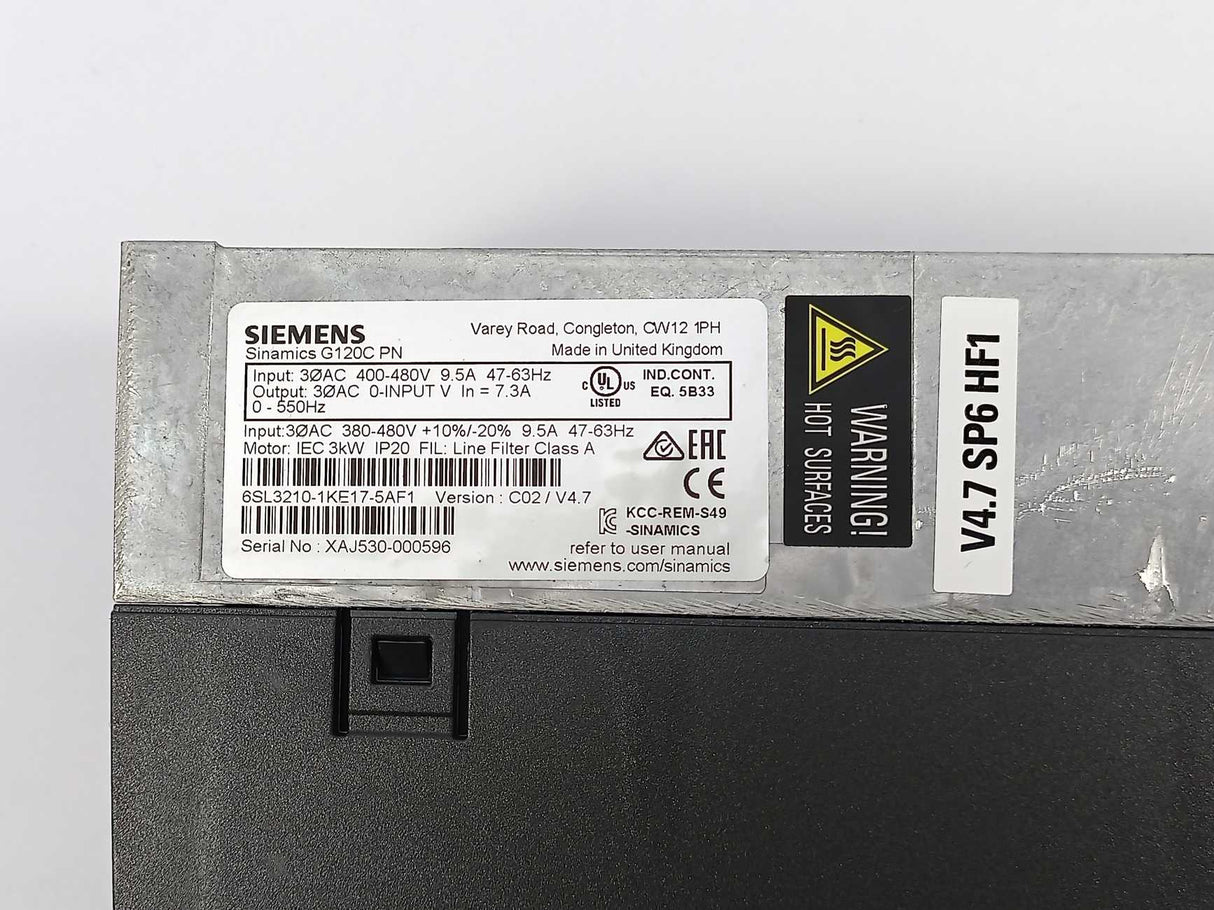 Siemens 6SL3210-1KE17-5AF1 Sinamics G120C PN w/6SL3255-0AA00-4CA1