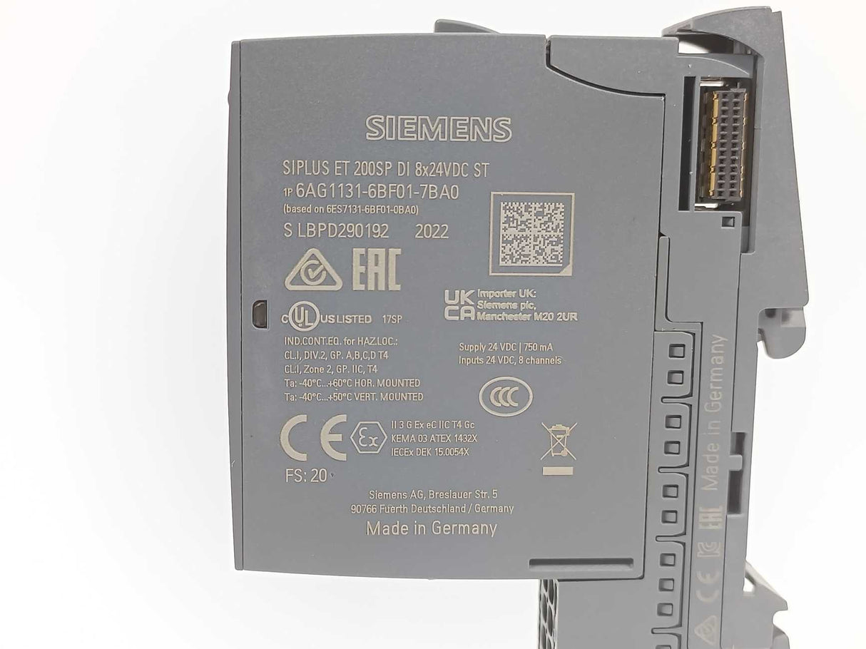 Siemens 6AG1131-6BF01-7BA0 SIPLUS ET 200SP DI w/ 6ES7193-6BP20-0BA0