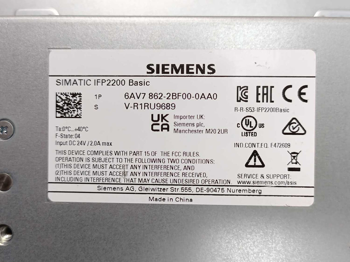 Siemens 6AV7 862-2BF00-0AA0 SIMATIC IFP2200 Basic