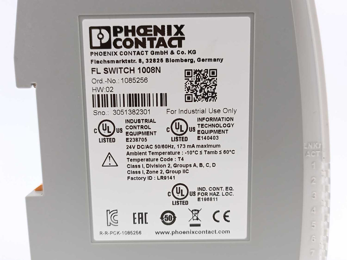 Phoenix Contact 1085256 FL SWITCH 1008N Industrial Ethernet Switch