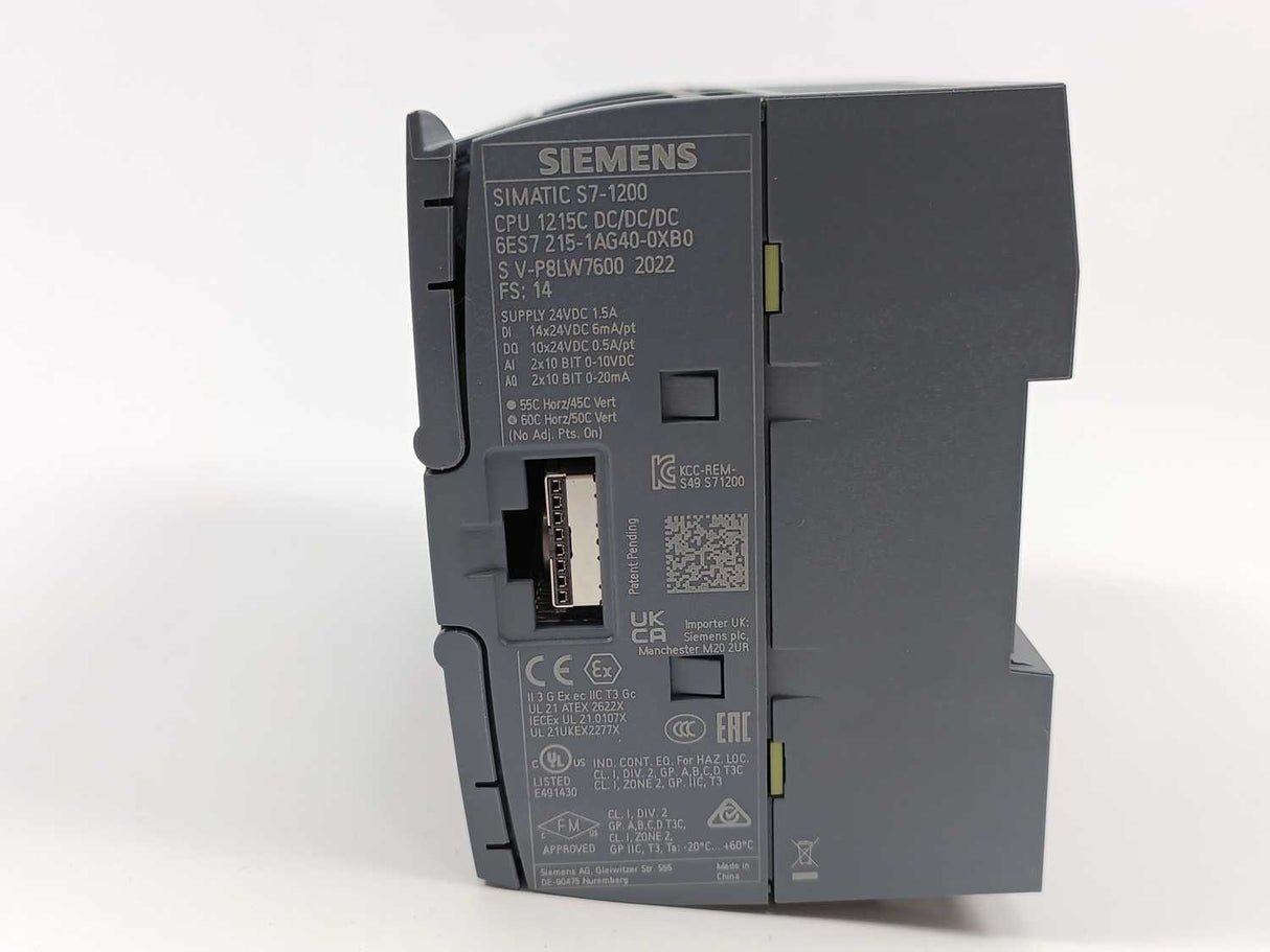 Siemens 6ES7215-1AG40-0XB0 SIMATIC S7-1200, CPU 1215C DC/DC/DC