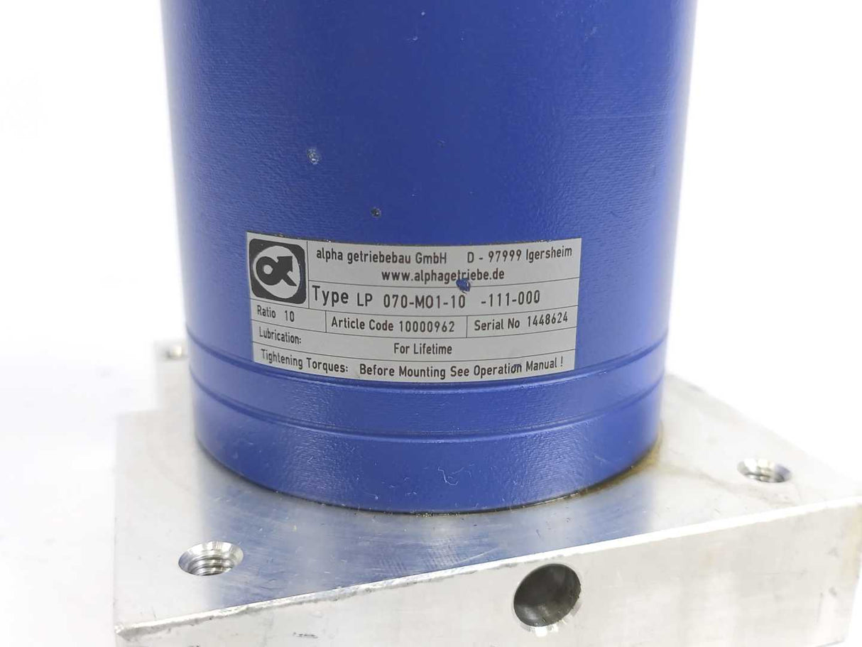 Alpha getriebe 10000962 LP070-M01-10-111-000 Planetary Gearbox. i=10