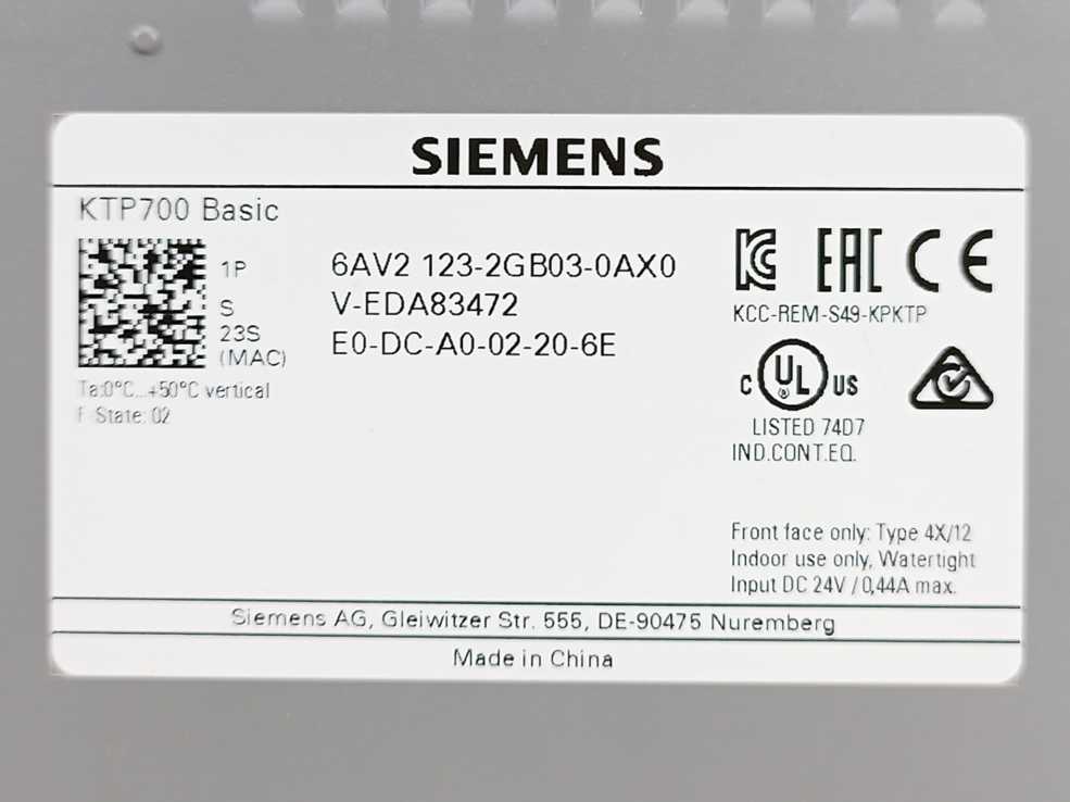 Siemens 6AV2123-2GB03-0AX0 Simatic HMI