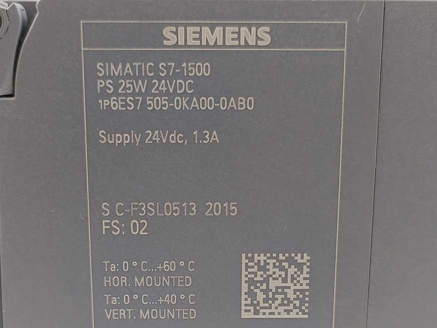 Siemens 6ES7505-0KA00-0AB0 System Power Supply 24Vdc, 1.3A