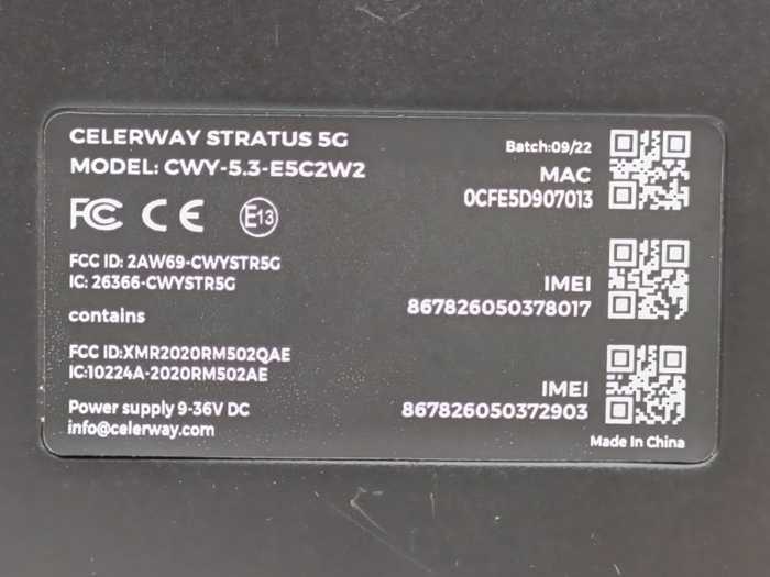 Celerway CWY-5.3-E5C2W2 Stratus 5G Dual Modem Router