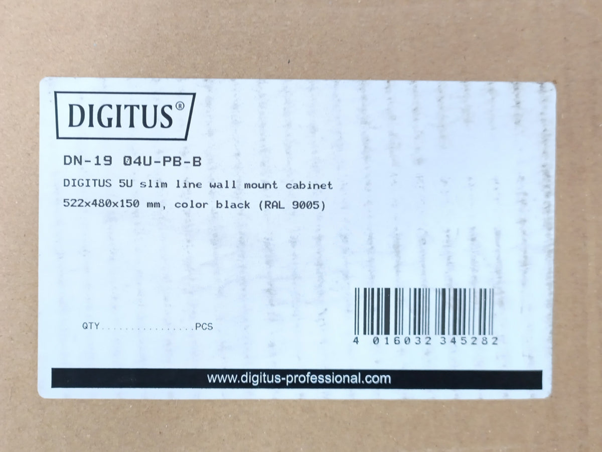 Digitus DN-19 04U-PB-B 5U Slim Line Wall Mount Cabinet, Black (RAL 9005)