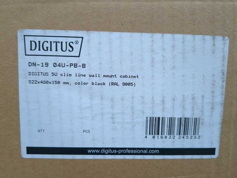 Digitus DN-19 04U-PB-B 5U Slim Line Wall Mount Cabinet, Black (RAL 9005)