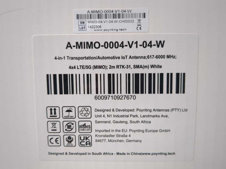 Poynting A-MIMO-0004-V1-04-W 4-in-1 Transportation/Automotive IoT Antenna