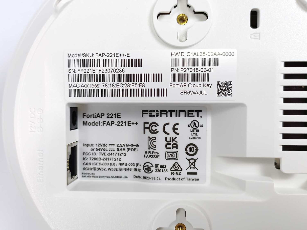 Fortinet P27018-02-01 FAP-221E++-E FortiAP Cloud Key